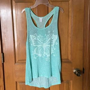 Teal Butterrly Live Love Dream Aeropostale Tank